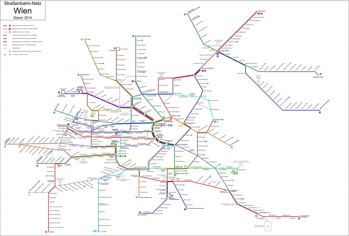 ვენის strassenbahn რუკა