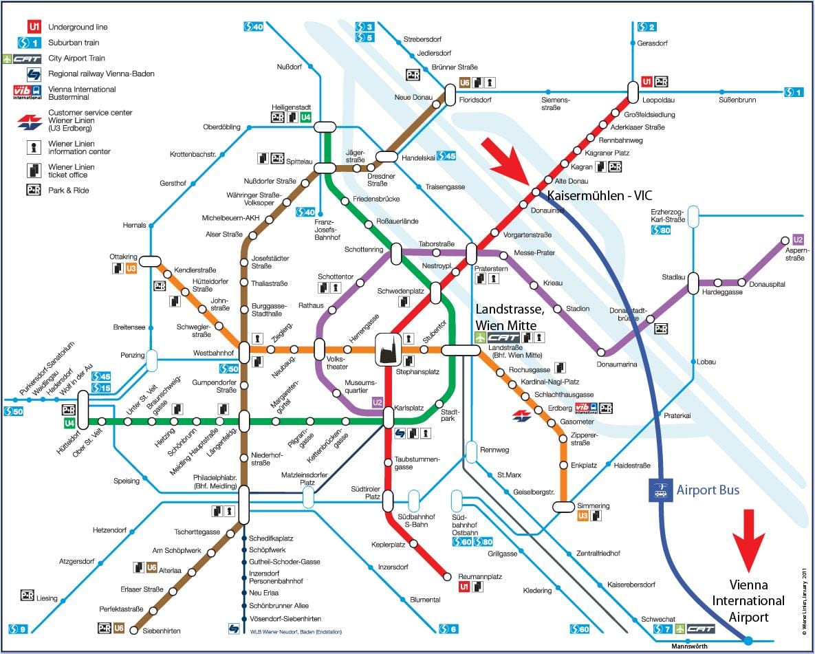 რუკა Wien mitte სადგური