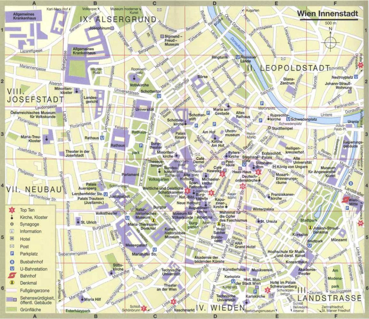 ვენის ქალაქის ტურისტული რუკა